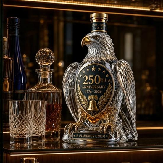Eagle Whiskey Glass Decanter, 350ml 250th Anniversary Eagle Shaped Glass Bottle for Wine Bourbon, Unique Bar Decor & Gift for Men