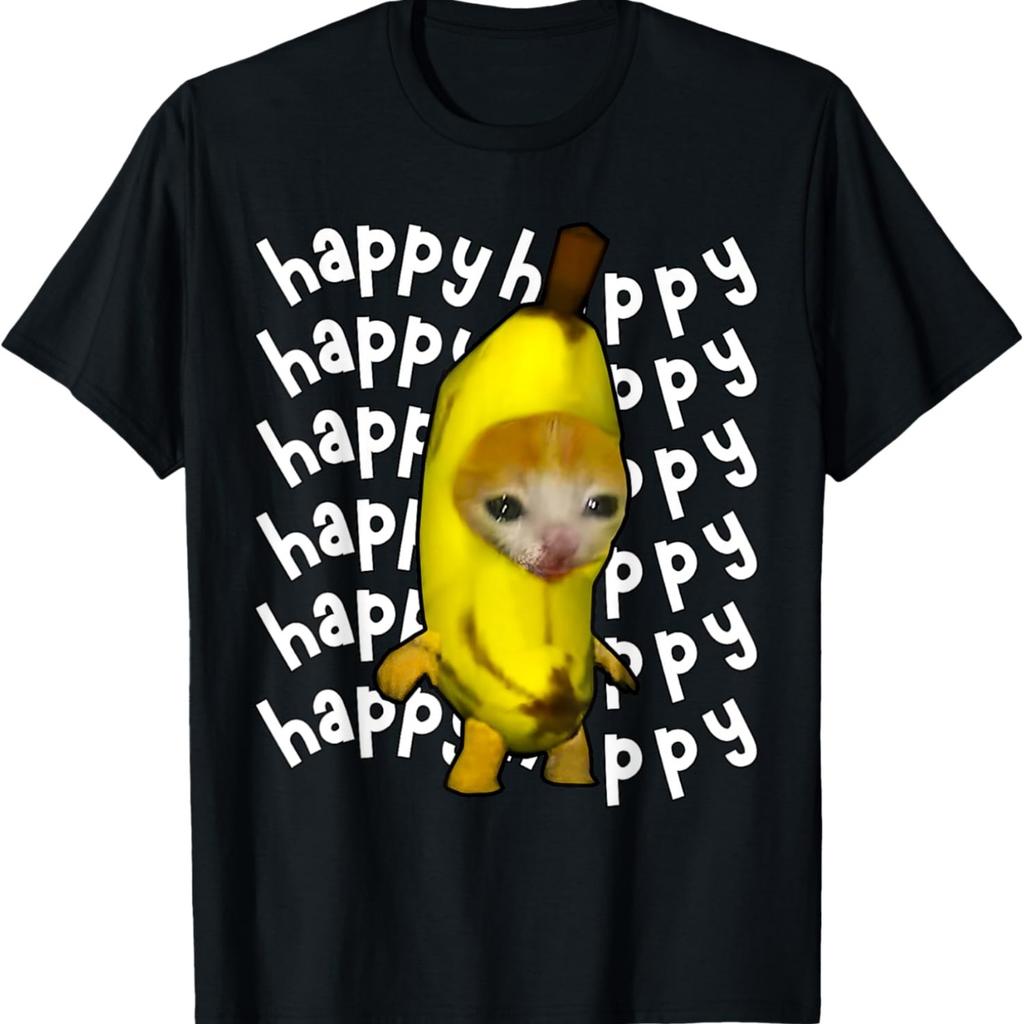 Happy Banana Cat Meme Bananacat Happy Kitty Cat Lovers Meme T-Shirt(3)