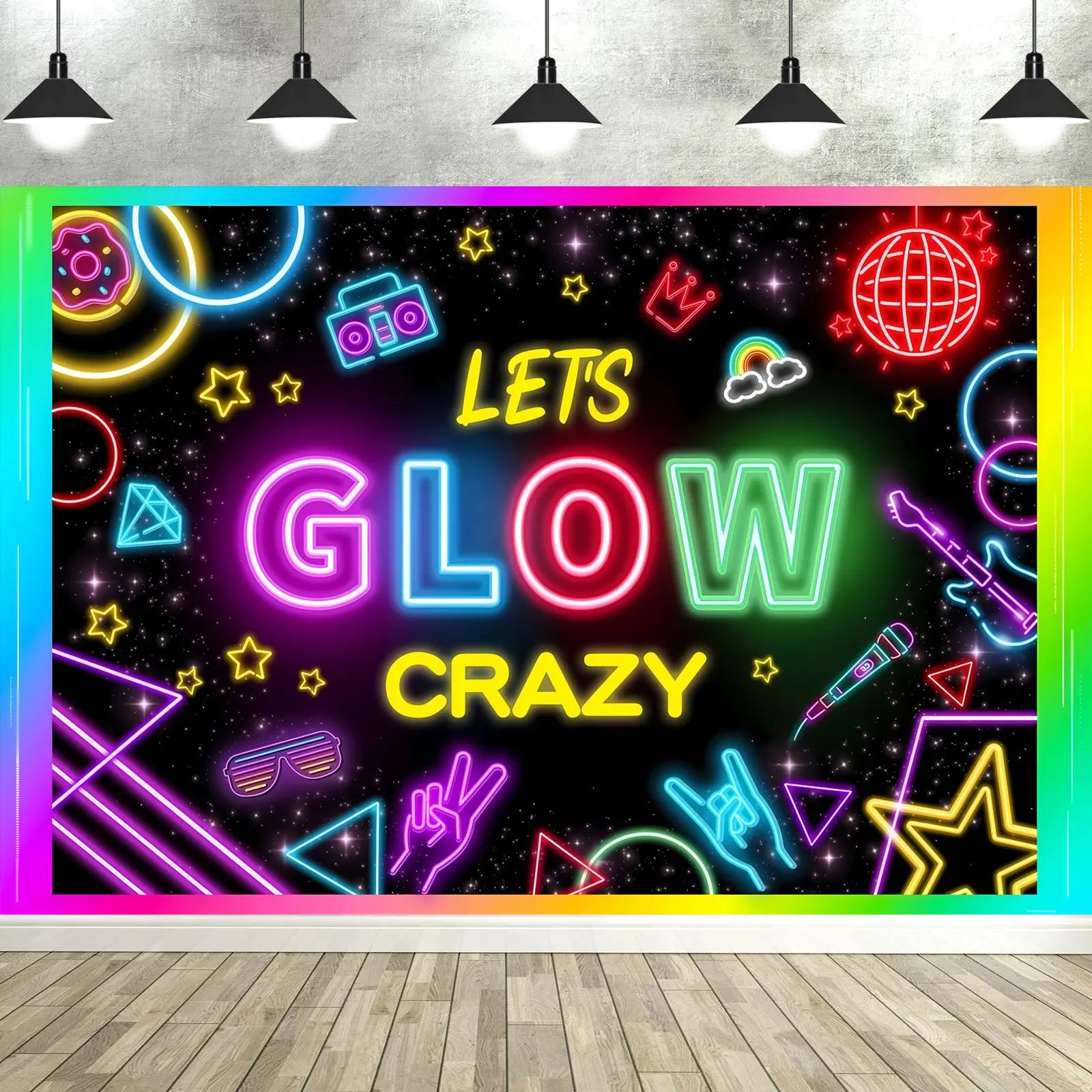 Colorful Neon Glow Party Backdrop  Vibrant Photography Background Birthday Decor Supplies for Studio  Photo Booth Props 74x94cm(29x37in)