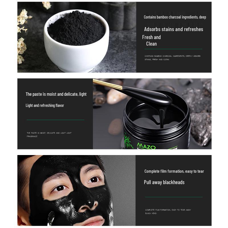MAZO Bamboo Charcoal Blackhead Remover Cream - Deep Cleansing Nose Mask for Blackheads and Whiteheads.