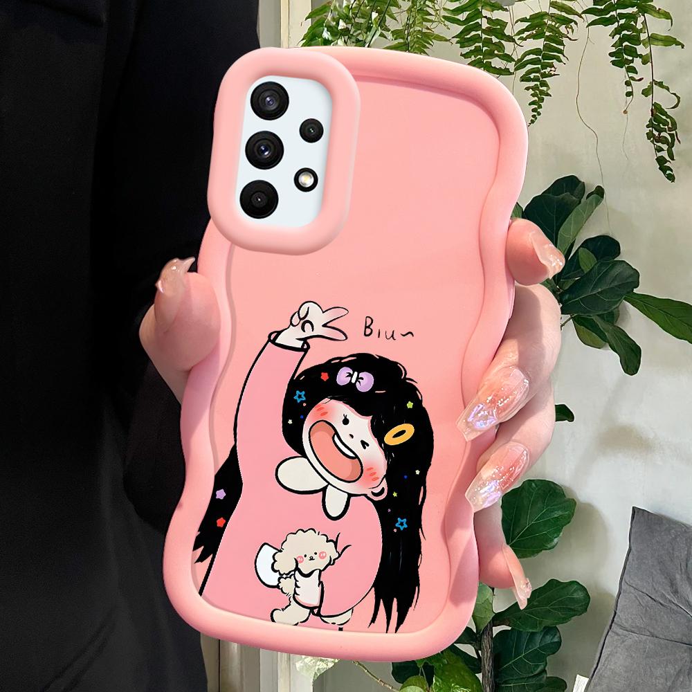 

Окрашенный узор Big Wave Edge Мягкий силиконовый материал Macaron чехол для телефона противоударный защитный резиновый чехол для Samsung Xiaomi Poco Redmi Samsung A36 5G розовый