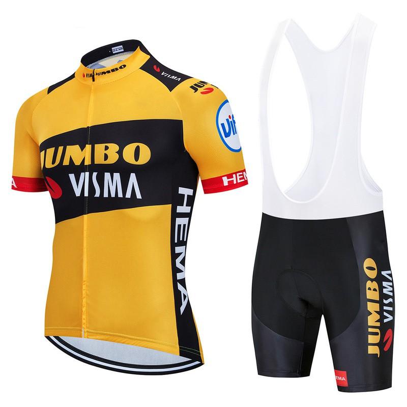 Jumbo Visma Cycling Jersey Set Short Sleeve Mens Breathable Quick Dry Mountain Road Bike Apparel