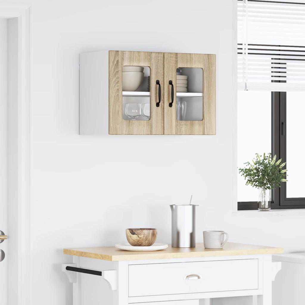 Wall Mounted Glass Cabinet LUCCA Sonoma Oak 60 x 31 x 40 cm