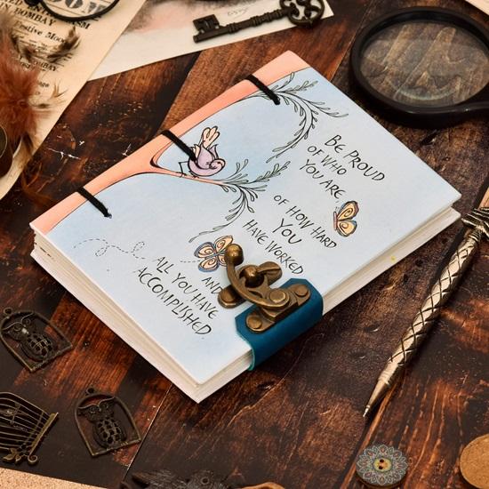 17.78  Cm Motivational Qutoes Diary with Recycled Cotton Free Handmade Paper 250Gsm Paper Blue