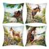1/4pcs Rustic Farm Goat Themed Throw Pillow Covers Watercolor Countryside Farmhouse Decorative Cushion Cases