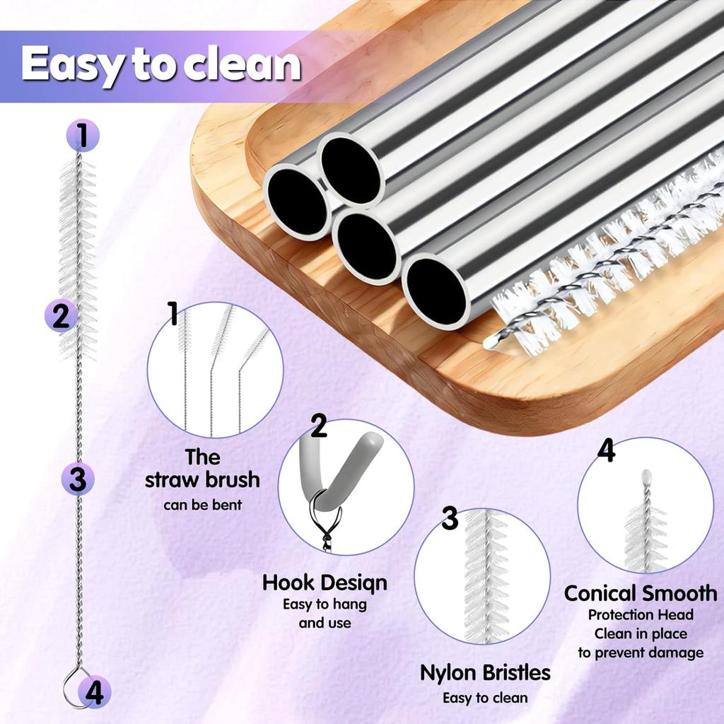 Replacement Straws Compatible With Brümate Era 40 Oz Tumbler, Include 4pcs Tumbler Straw Cover Cap and 4pcs Reble Straw with 1 Cleaning