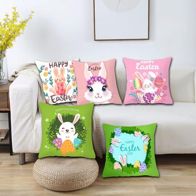 Kissenbezug, atmungsaktiv, pflegeleicht, Polyester, „Happy Easter Rabbit“-Druck, Kissenbezug, Möbelzubehör