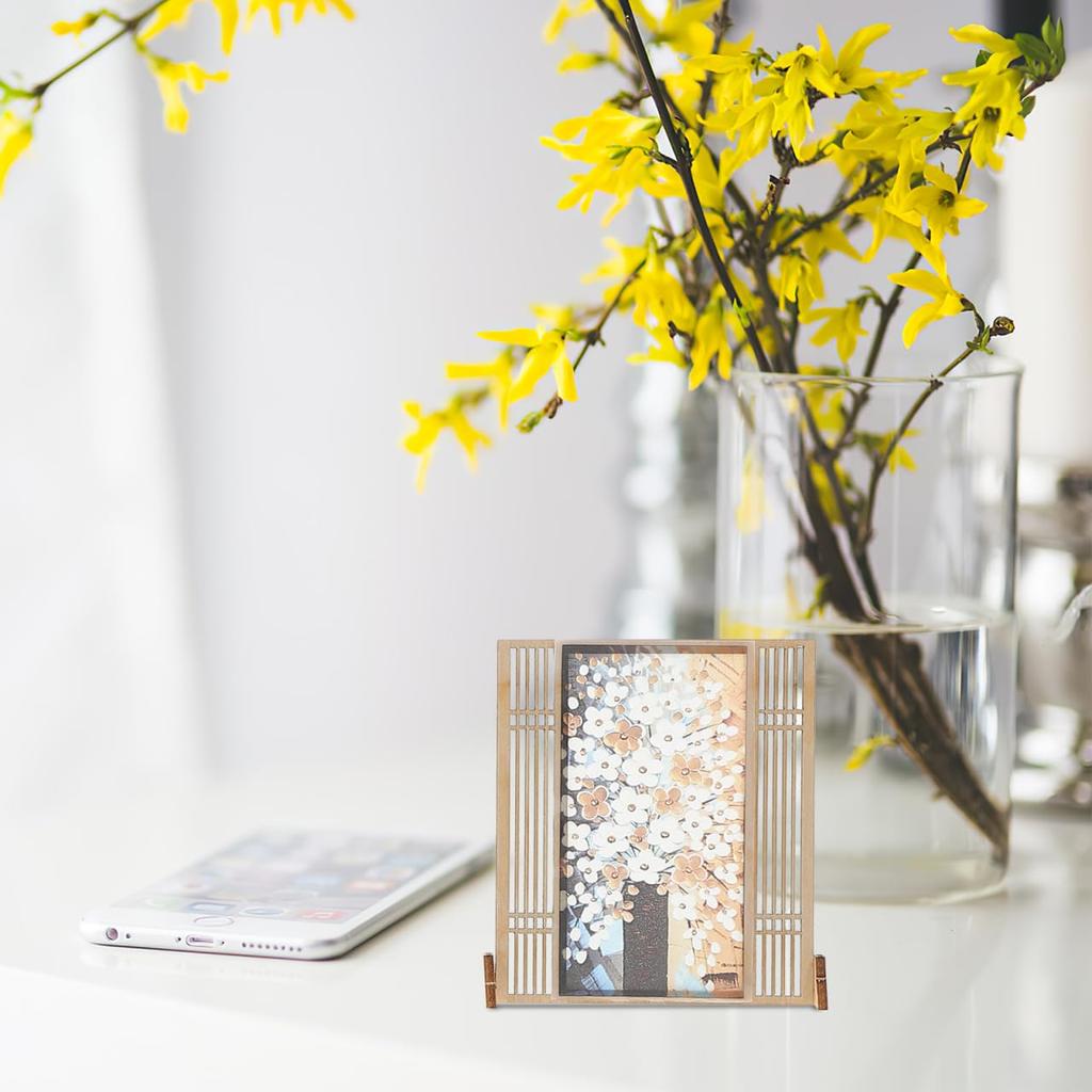 Totority Miniature Folding Screen, Set of 4, Dollhouse Furniture, Room Divider, Chinese-Style Antique Wooden Partition, Decoration, Ornament,