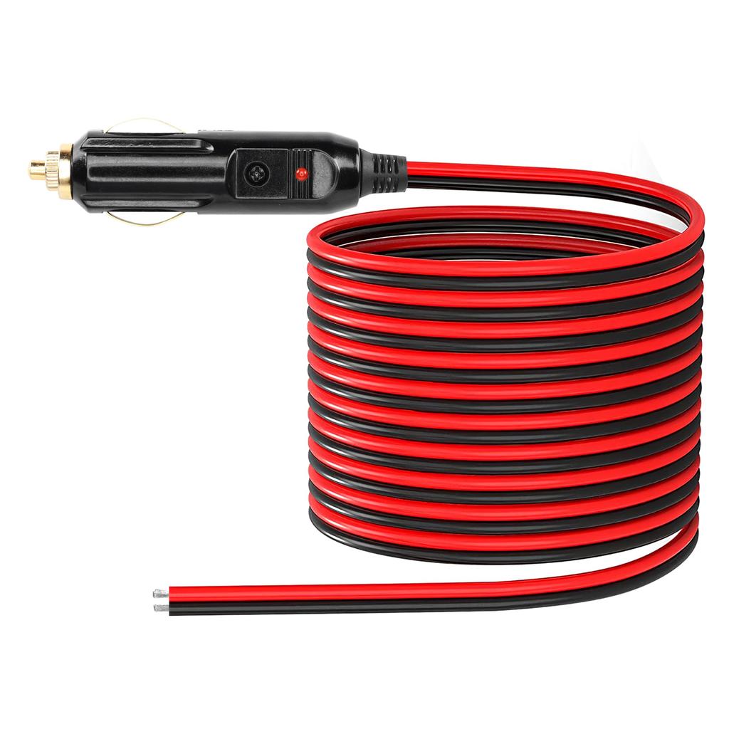 Zigarettenanzünder Stecker Kabel, 12V Ersatz Auto Zigarettenanzünder, Mit 20A Sicherung, 13AWG Verzinnter Enddraht (2M)
