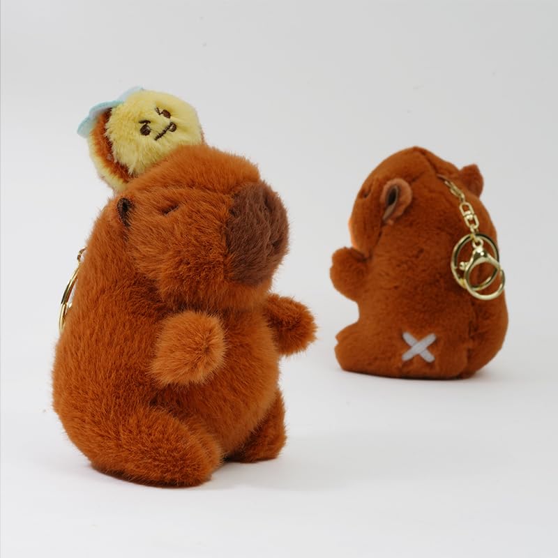 Clearstone Capybara Plush Chavimaru with Brown Keychain, Honeybees, 19cm,