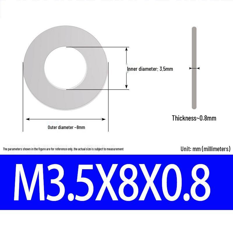 304 Stainless Steel Ultra-Thin Flat Washer, Thickness: 0.1/0.2/0.3/0.4/0.5 Mm, Sizes M1-M8