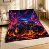 Flaming Lifted Monster Truck Coral Fleece Blanket