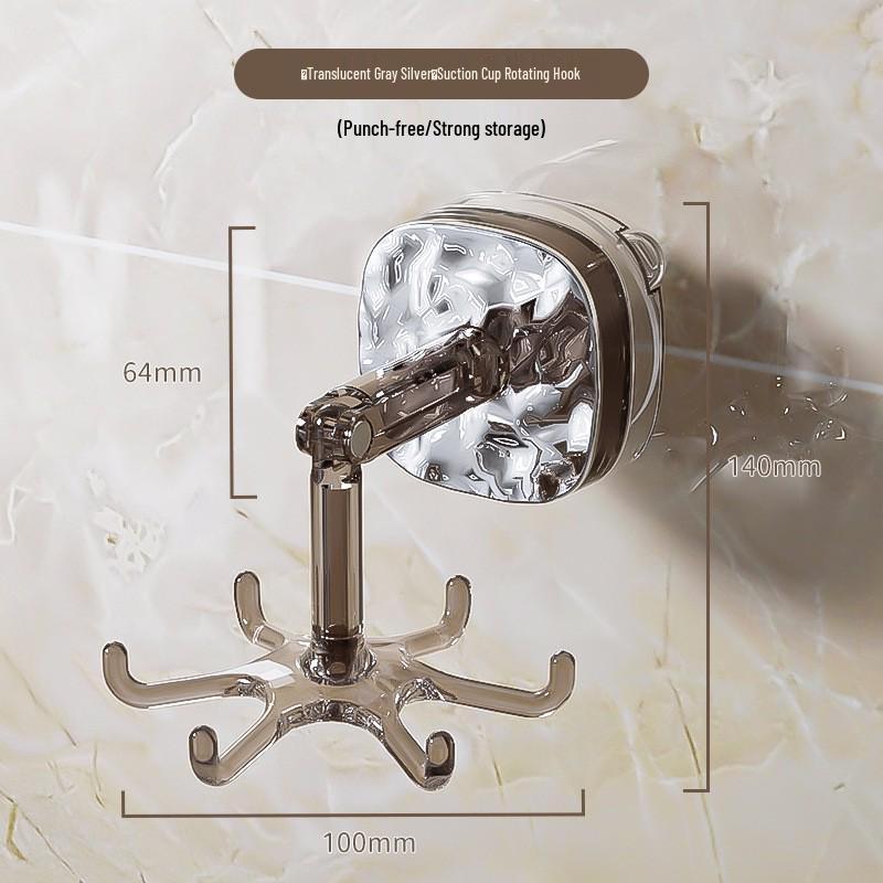 Rotating Suction Cup Hook – Non-Marking Wall-Mounted Shelf for Kitchen & Bathroom