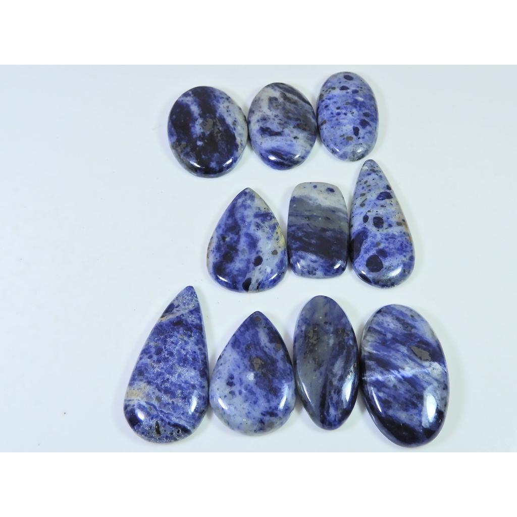 292Cts. Natural Blue Sodalite Mix Cabochon Loose Gemstone 10Pcs Lot 28-39 MM C-1508