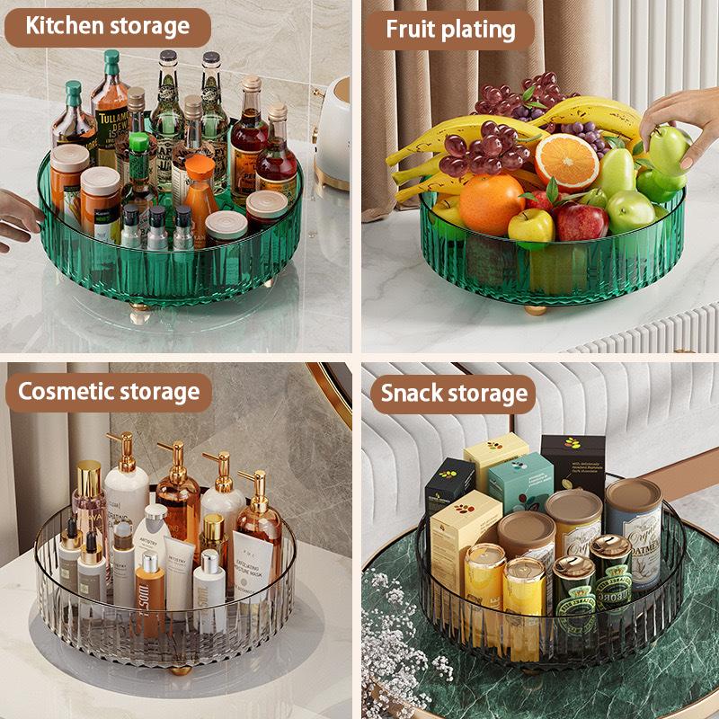 1Pc Rotating Spice Rack For Home Kitchens Multi-Functional Storage Tray For Seasoning Bottles And Jars, And Cosmetics