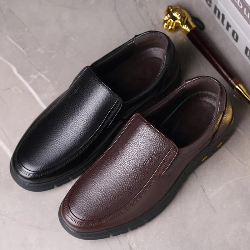 High Quality Genuine Leather Men Casual Shoes Korean Style Men Loafers Breathable Formal Men Dress Shoes Slip on Driving Shoes