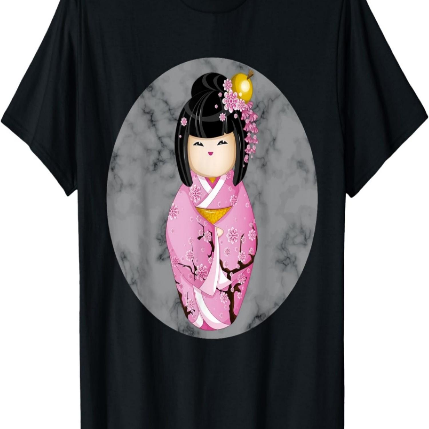 JAPAN S DOLL OR GEISHA IN KIMONO OF SAKURA CHERRY BLOSSOM T-Shirt S
