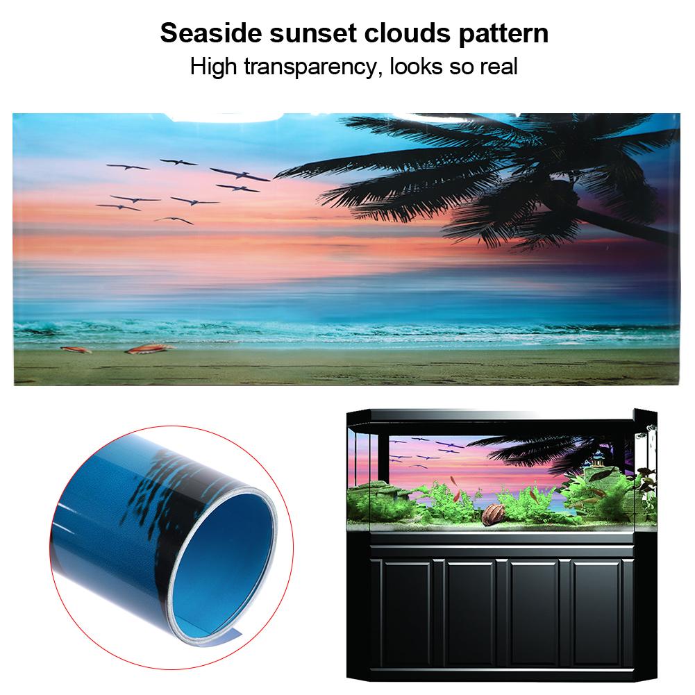 PVC Klebefolie Sonnenuntergang am Meer Wolkenmuster Aquarium Hintergrund Poster Aufkleber Fischbecken