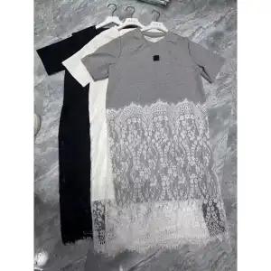 Summer New Mid-length Loose Versatile Patchwork Lace Short-sleeved Dress for Women