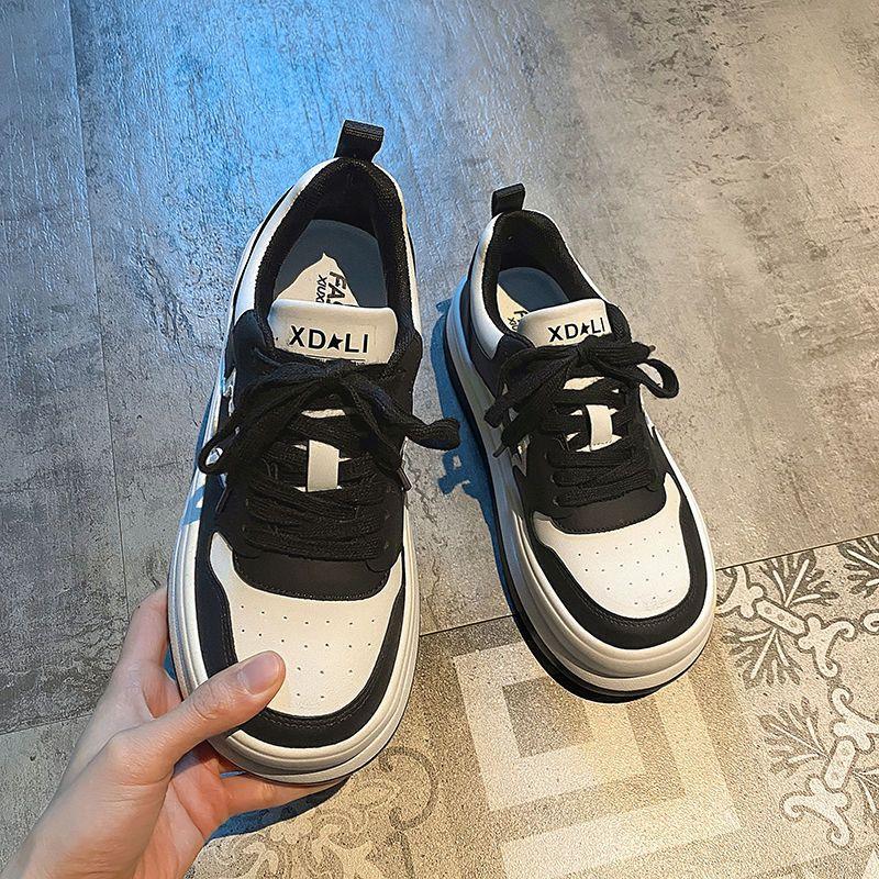 High Value Fried Street Versatile Star Big Head Shoes Women's 2025 Spring Campus Wind Round Head Height Versatile Student Board Shoes