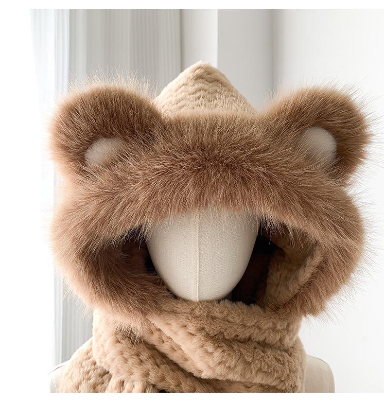 Wintermütze, Schal, Integrierte warme Plüschmütze für Kinder