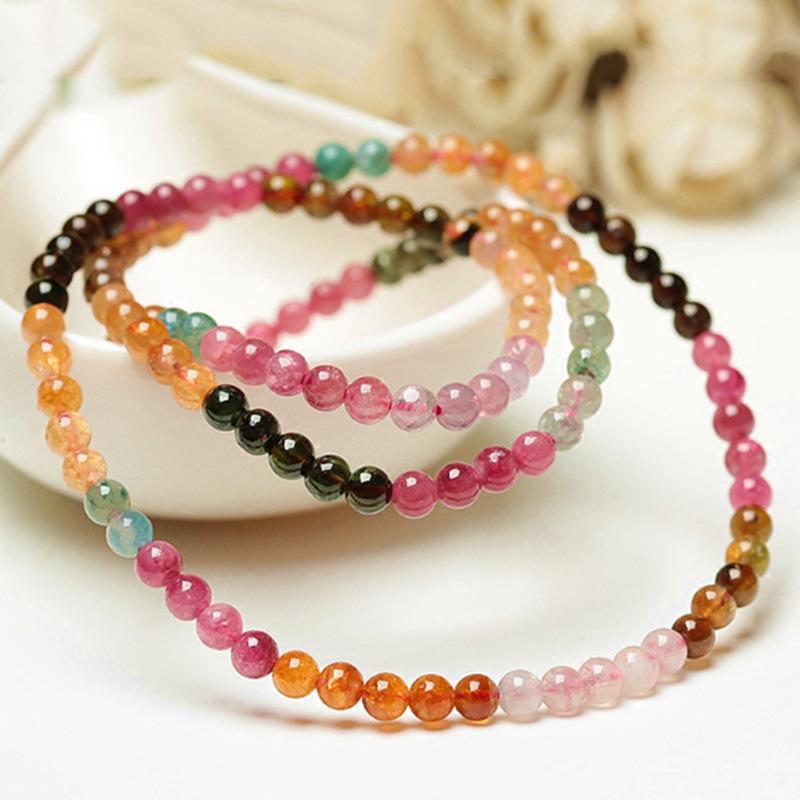 Crystal Bracelet, Three-layer Tourmaline Bracelet, Multi-layered Bracelet for Women Fashionable Colorful Jewelry