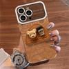 Coffee Bear Tripod Is Suitable for Apple 16 Large Window Phone Cases, 15PM Electroplated Suede 14 Shockproof XR
