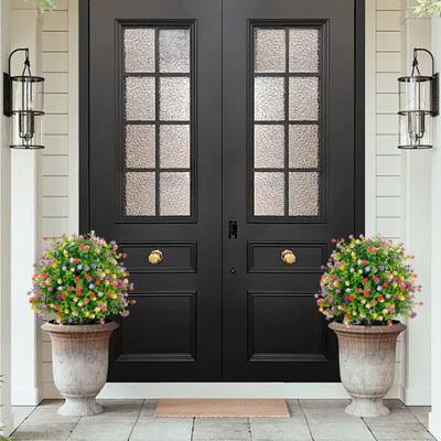 Topiario Artificial con Flores Exterior Arbustos Falsos Plantas con Estaca para Tierra Resistente a los Rayos UV Flores Falsas para Decoración de Jardín Patio Balcón