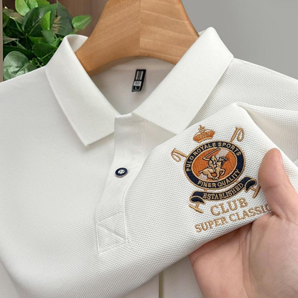 Summer Lapel Short Sleeved T-shirt POLO Shirt Men's Embroidered Short Business Middle-aged Tops