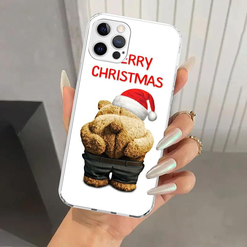 Naughty Cute Bear Funny Mascot Phone Case for Iphone 17 Air 16 15 Plus 14 13 Mini 12 11 Pro Max 16E 7 8 SE 2020 Soft Funda Print