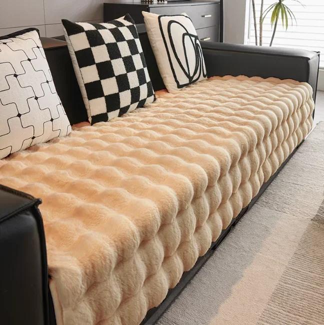 

Зимнее теплое супер мягкое утолщенное полотенце для дивана из пузырчатого бархата, нескользящий плюшевый чехол для дивана, нескользящий чехол для дивана в форме буквы L 70*70