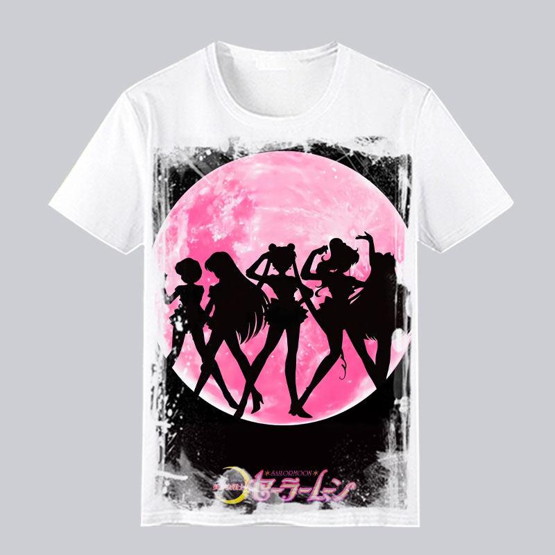 Japanese Girl Warrior Short Sleeved Tshirt for Womens Summer Water Ice Moon Rabbit Anime Peripheral Casual Half Sleeved