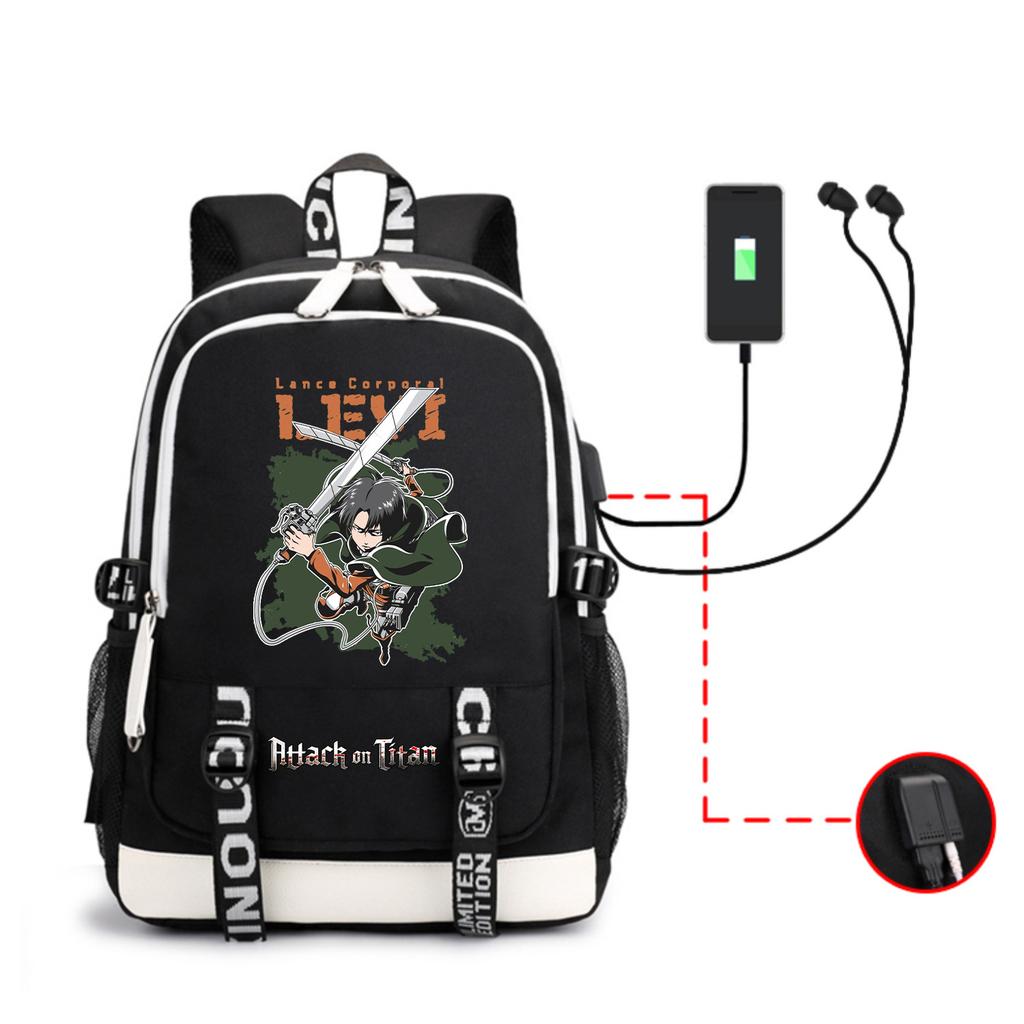 Anime Backpack Outdoor Male And Female Students Headphones Schoolbag Usb Backpack