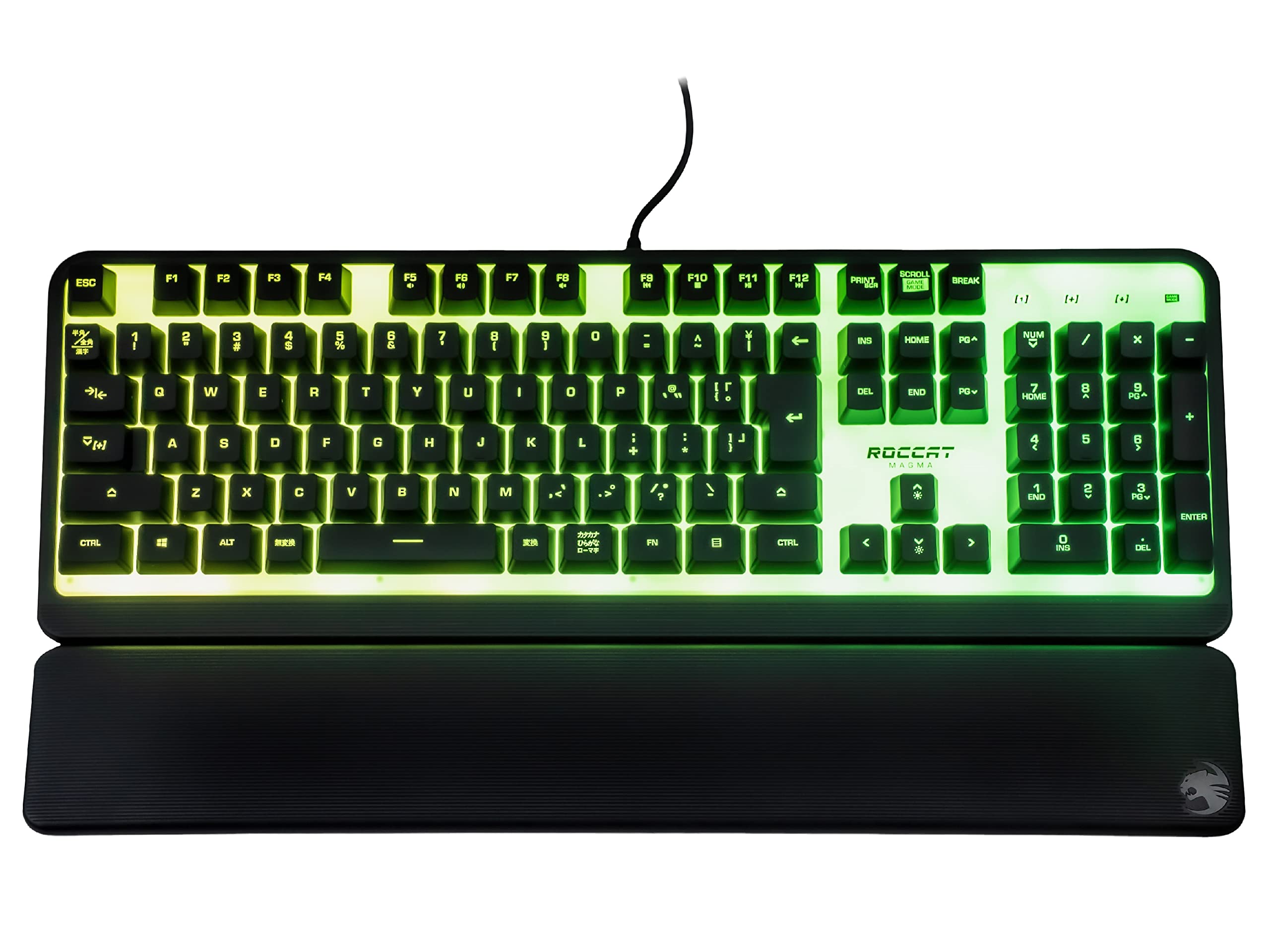 

ROCCAT Gaming Keyboard Magma JP Japanese Layout Wired Membrane Full Size RGB Armrest Translucent Top Plate Windows 7 or later Black/Black [ ]