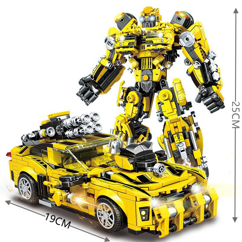 Transforming Robot Car 2-in-1 Model Building Kit Abs Building Blocks Toy Creative Building Blocks for Home Decoration