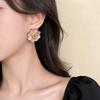 Retro Oil Painting Flower Earrings French Super Fairy Purple Oil Drop Earrings High-end Earrings