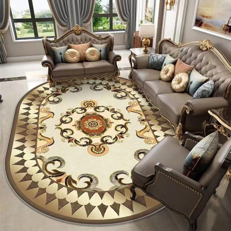 1pc Vintage Persian Pattern Oval Mat, Luxurious Soft Oval Mat, European Retro Style Suitable for Living Room, Bedroom, Dining Area, Hallway