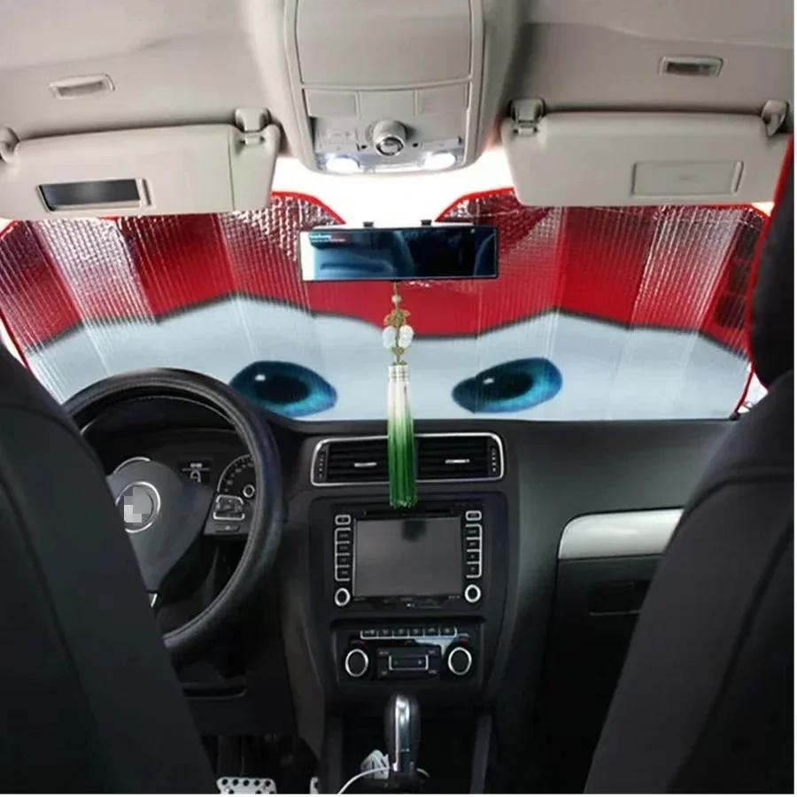 130x70 Cartoon Car Solar Protection Heated Windshield Sunshade Car Window Windscreen Cover Sun Shade Auto Sun Visor