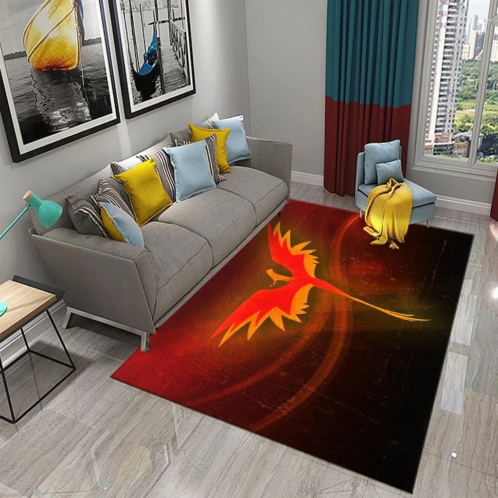 Czerwony Dywan z Feniksem 3D Dywanik Obszarowy Duży Dywan do Salonu Sypialni Dekoracja Sofy Kuchnia Łazienka Antypoślizgowa Mata Podłogowa Dywan