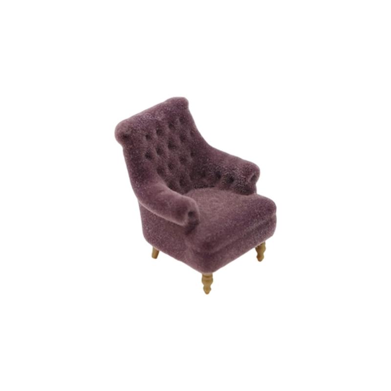 Realistic 1/12 Scale Dollhouses Sofa Set Soft Cloth Cover Simple Couch Model Furniture Accessory