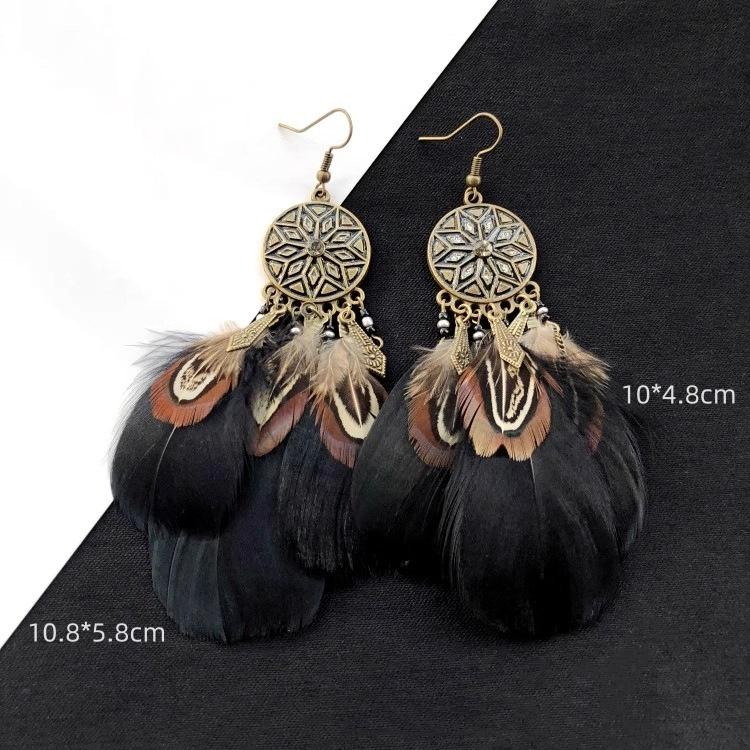 Unique Exaggerate Feather Earrings Creative Feathers Long Earrings Trendy Boho Big Earrings Women Statement Jewelry Wholesale