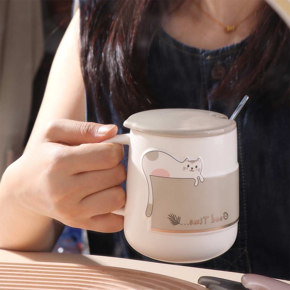 High Temperature Resistance Cat Ceramic Cup Decorative Tea Cup Cute Coffee Mug  Home Use