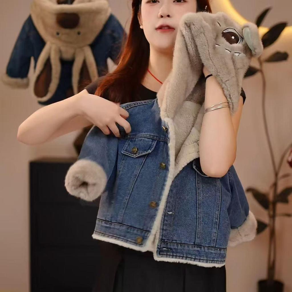 2025 Stylischer Mädchen-Lammwolle-Denim-Mantel für Herbst/Winter - Warme, verdickte Samt-Oberseite für kleine bis mittelgroße Kinder