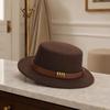Belt Ornament Formal Hat Wide Brim Bucket Hat Retro Opper Hat  For Women
