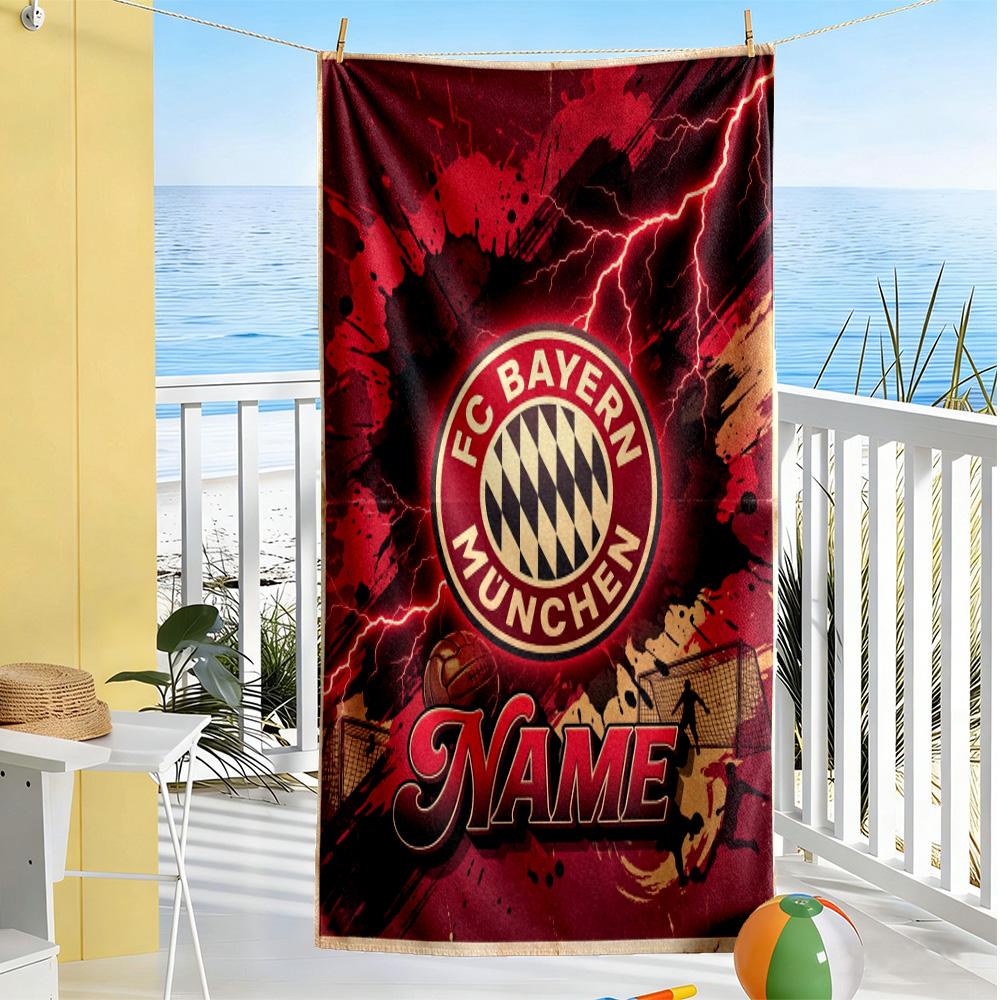 Fc Bayern Munich Fan Art Customizable Name Beach Towel Soft Durable Quick-Dry