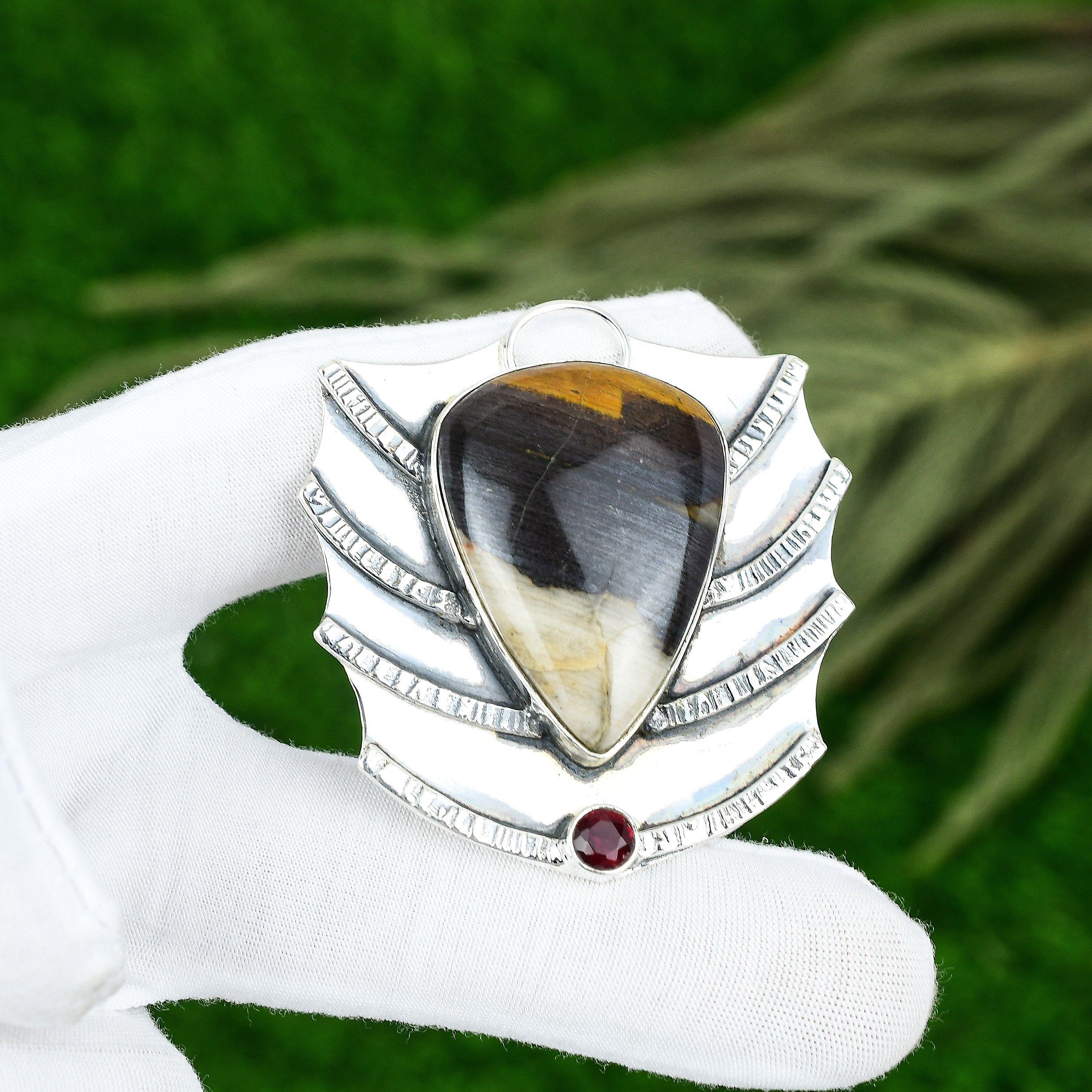 Mothers day Sale 925 Sterling Silver Peanut Wood Jasper Gemstone Pendant Jewelry