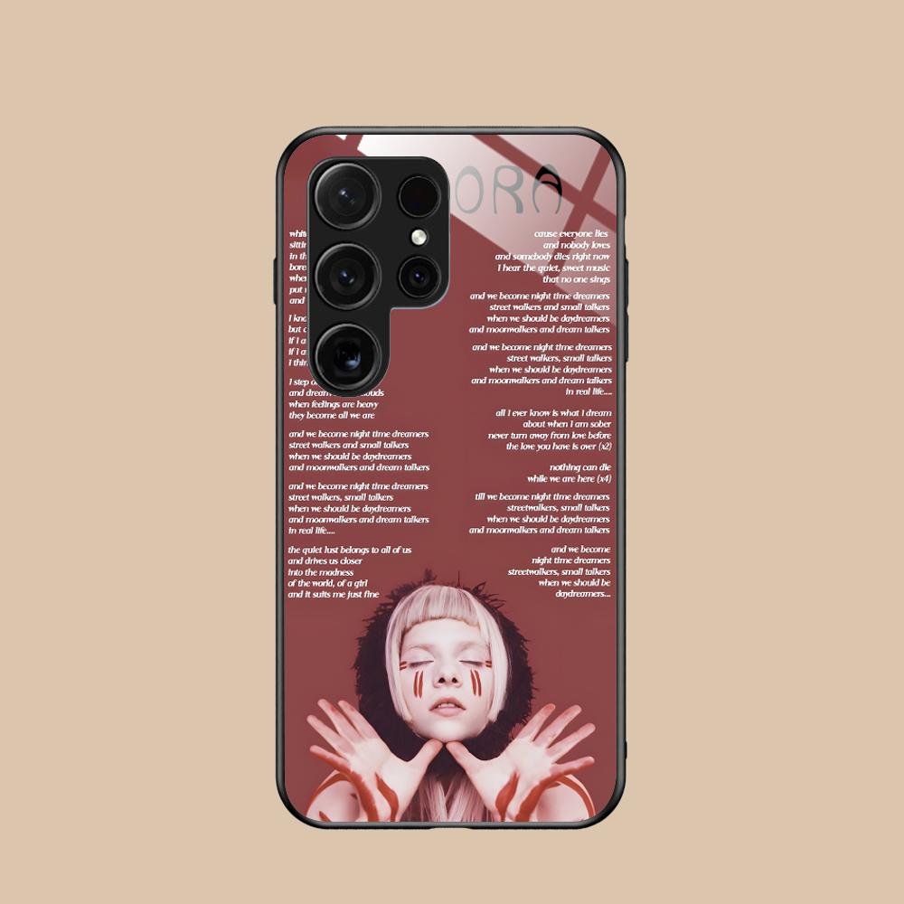 Aurora Aksnes Glass Mobile Phone Case for Samsung Galaxy S26 S25 S24 S23 S22 S21 S20 Note20 Plus FE Ultra Colorful Cover