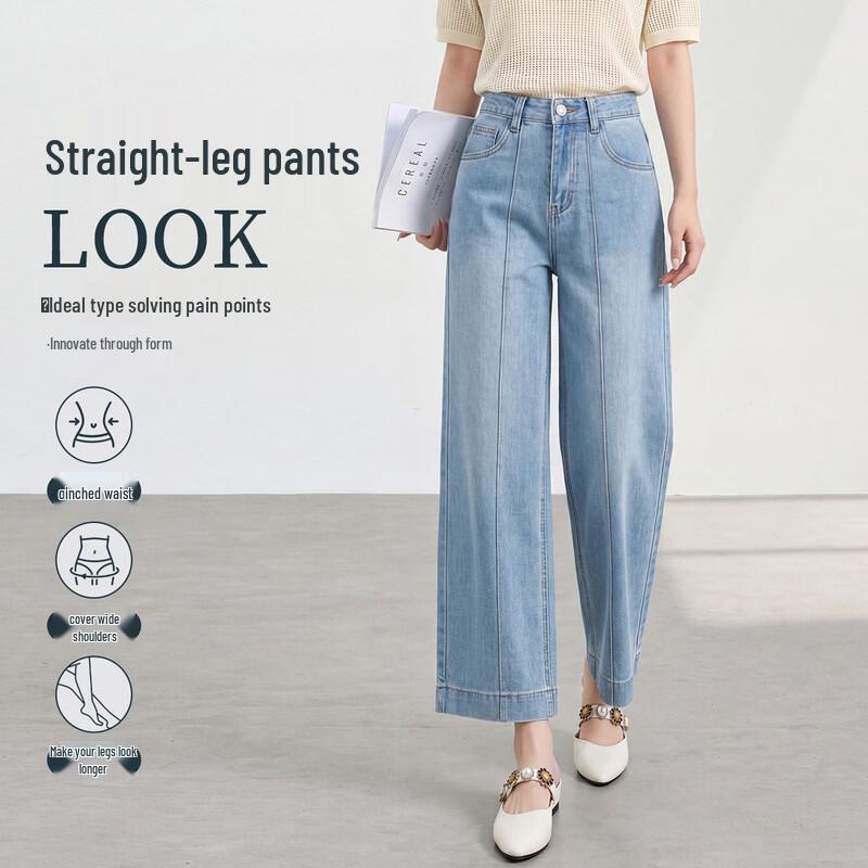 FivePlus Women s High-Waist Cropped Straight Leg Jeans S