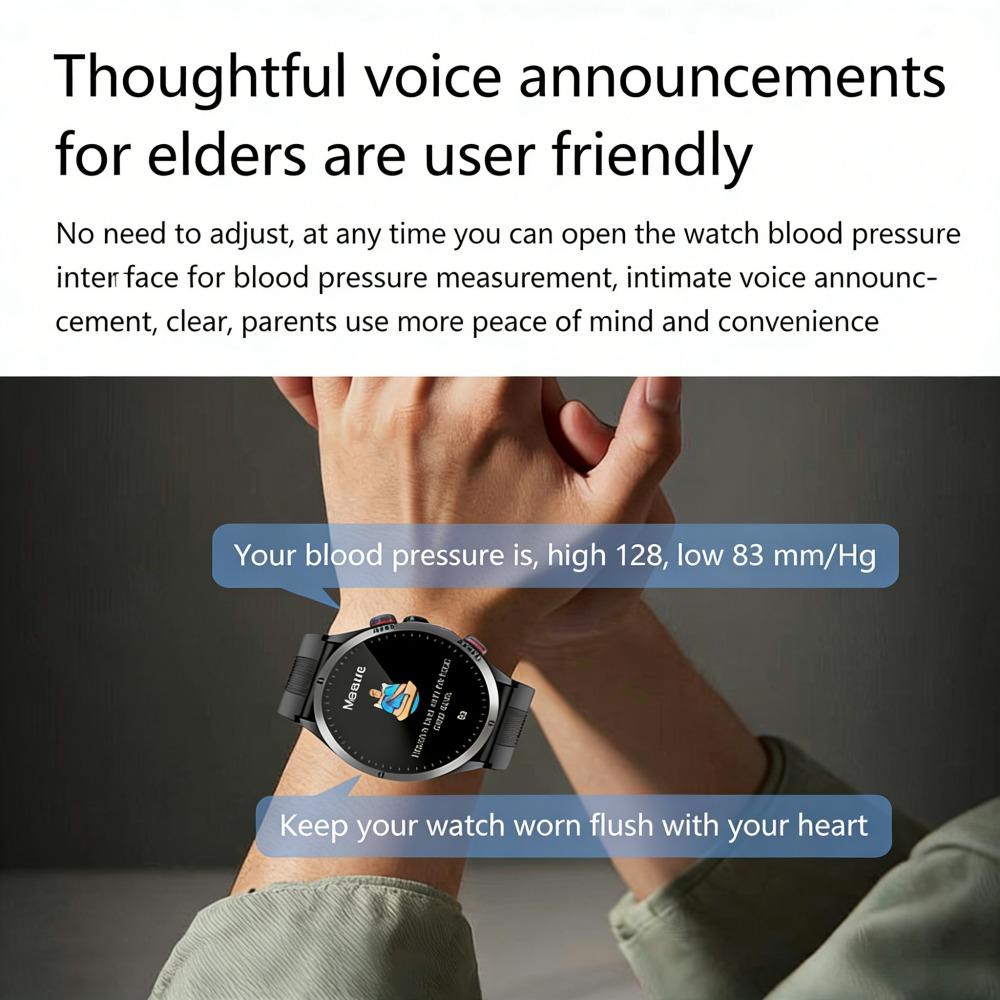 SACOSDING Nové chytré hodinky pro muže, ženy, typ vzduchové pumpy a airbagu, test krevního tlaku, 1,43palcový AMOLED displej EKG, volání přes Bluetooth