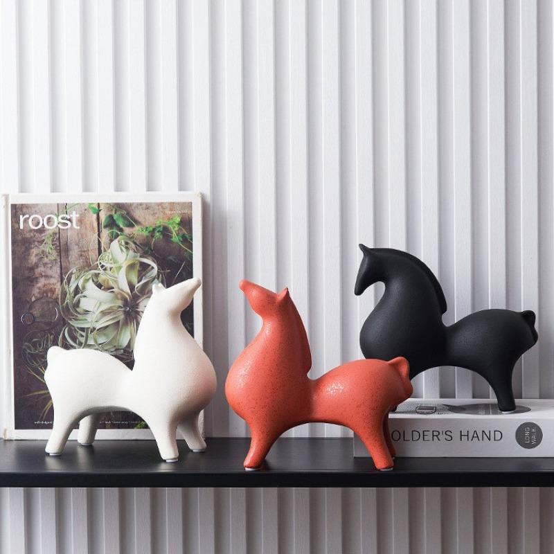 Modern Minimalist Abstract Ceramic Horse Statue for Living Room Entryway Bar Decor Housewarming Gift Contemporary Home Art